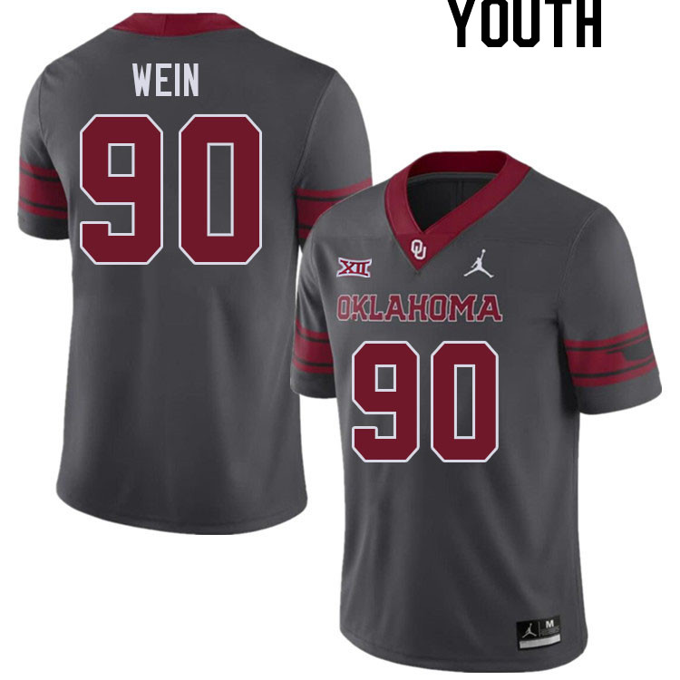Youth #90 Taylor Wein Oklahoma Sooners College Football Jerseys Stitched Sale-Charcoal - Click Image to Close